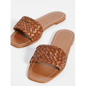 Brown woven flat sandal like new only worn 2 xs